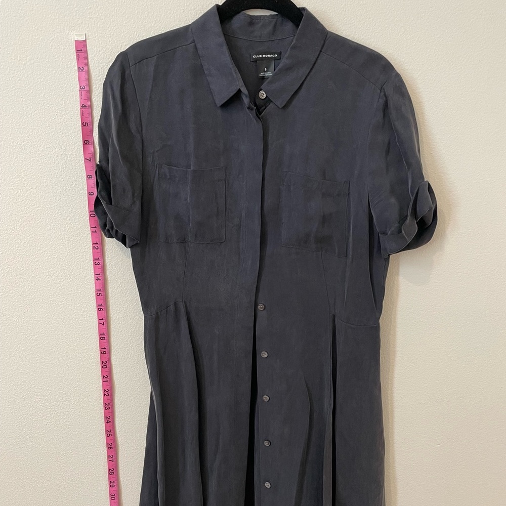 Silk grey club Monaco button up dress mini